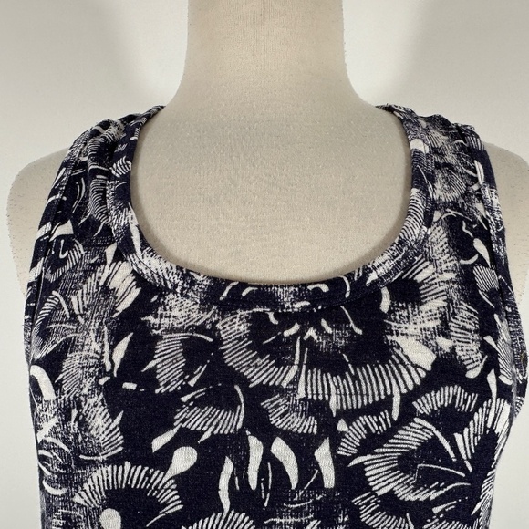 Athleta Tunic Tank Top Blue White Floral Size M Modal Blend - Picture 4 of 11